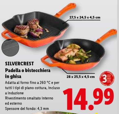 SILVERCREST Padella o bistecchiera in ghisa