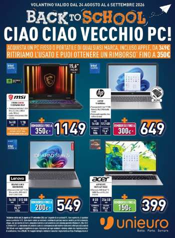 Volantino Unieuro - 24/8/2026 - 6/9/2026.