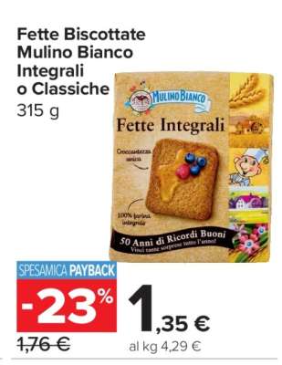 Fette Biscottate Mulino Bianco Integrali o Classiche