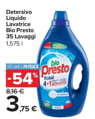 Detersivo Liquido Lavatrice Bio Presto 35 Lavaggi