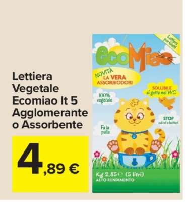 Lettiera Vegetale Ecomiao It 5 Agglomerante o Assorbente