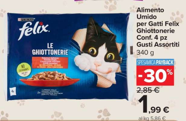 Alimento Umido per Gatti Felix Ghiottonerie Conf. 4 pz Gusti Assortiti