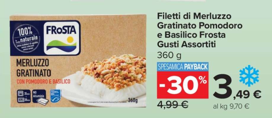 Filetti di Merluzzo Gratinato Pomodoro e Basilico Frosta Gusti Assortiti