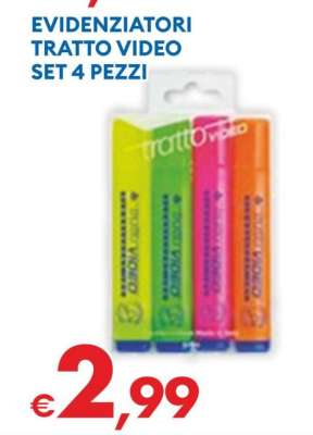 EVIDENZIATORI TRATTO VIDEO SET 4 PEZZI