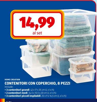 CONTENITORI CON COPERCHIO, 8 PEZZI
