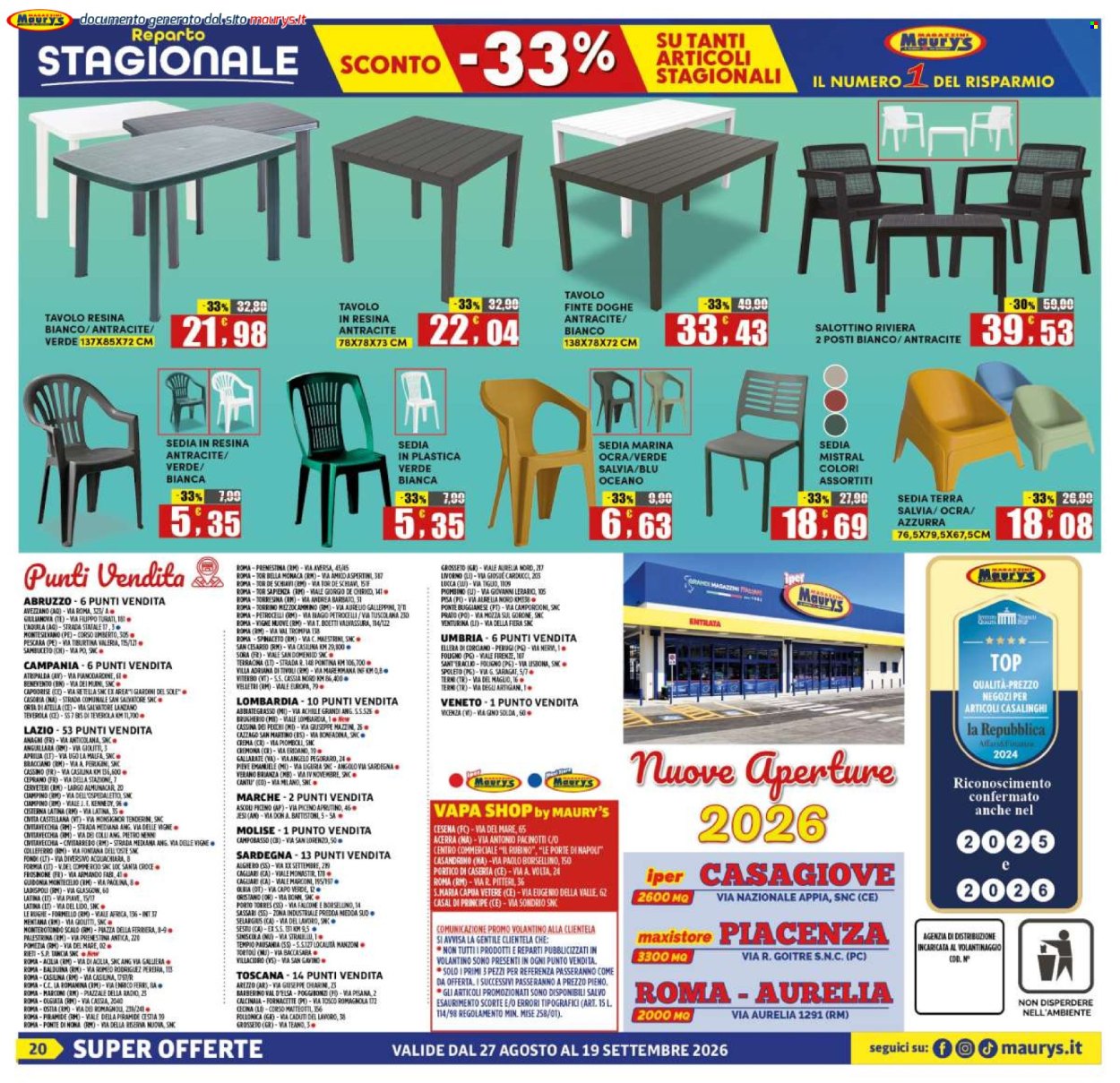 Leták Maury's - 27.8.2026 - 19.9.2026. Strana 20