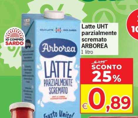 Latte UHT parzialmente scremato ARBOREA