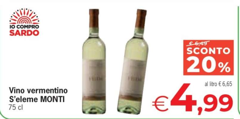 Vino vermentino S'eleme MONTI