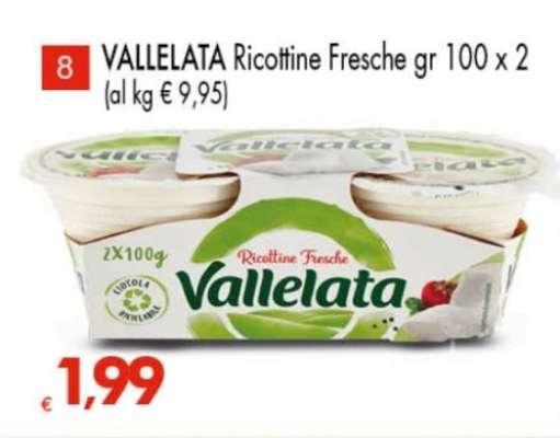 VALLELATA Ricottine Fresche gr 100 x 2