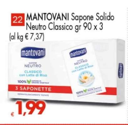 MANTOVANI Sapone Solido Neutro Classico gr 90 x 3
