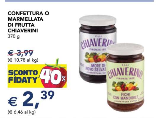 CONFETTURA O MARMELLATA DI FRUTTA CHIAVERINI
