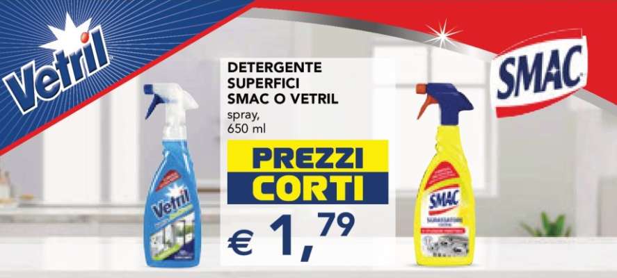 DETERGENTE SUPERFICI SMAC O VETRIL
