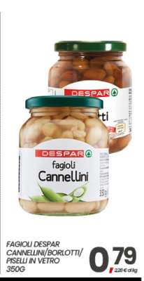 FAGIOLI DESPAR CANNELLINI/BORLOTTI/PISELLI IN VETRO 350G