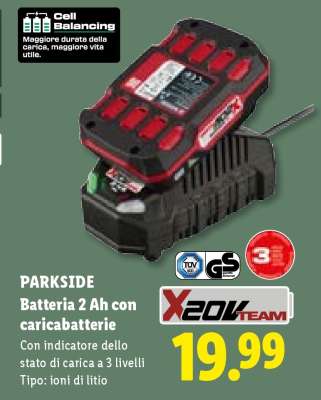 PARKSIDE Batteria 2 Ah con caricabatterie