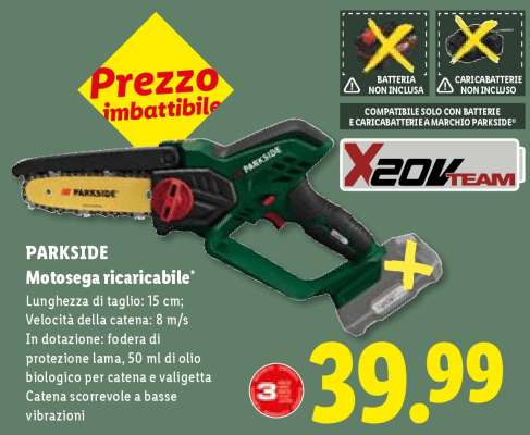 PARKSIDE Motosega ricaricabile