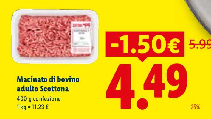 Macinato di bovino adulto scottona
