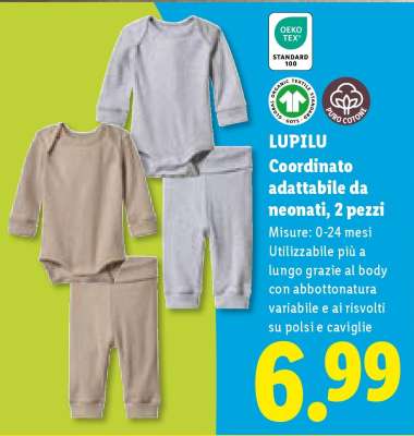 LUPILU Coordinato adattabile da neonati, 2 pezzi