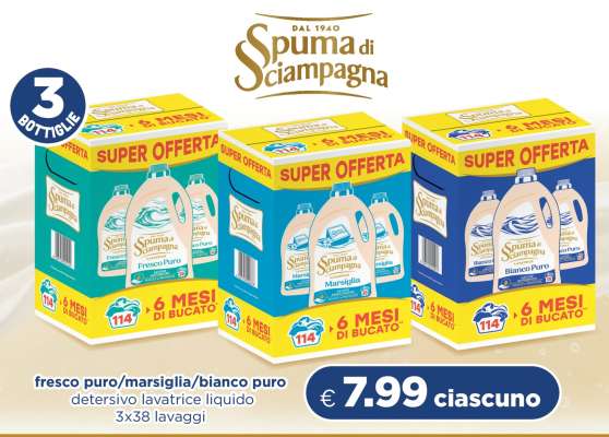 Spuma di Sciampagna detersivo lavatrice liquido