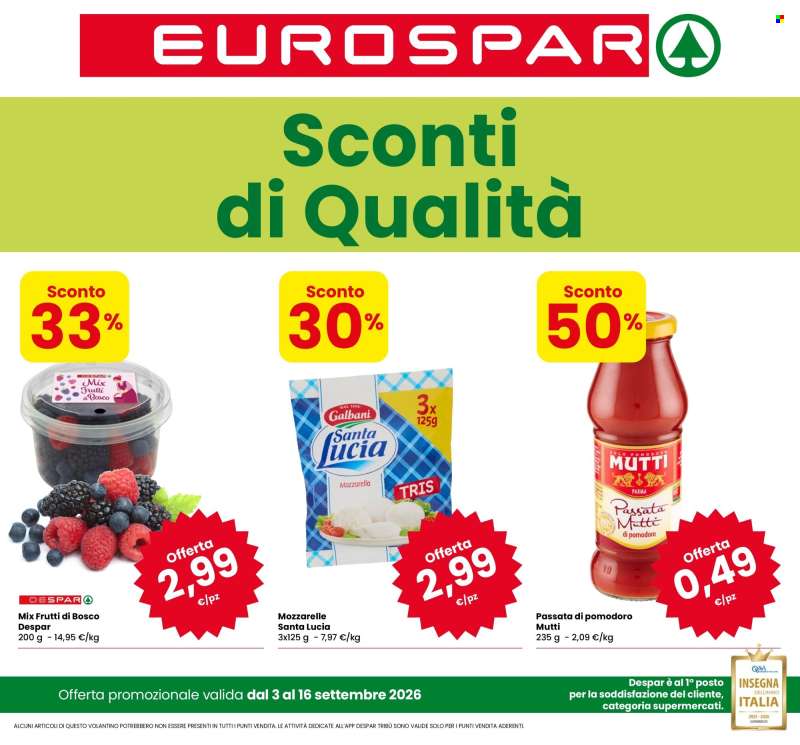 Volantino Eurospar - 3/9/2026 - 16/9/2026.
