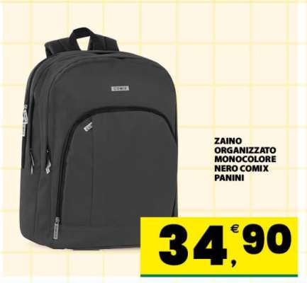 ZAINO ORGANIZZATO MONOCOLORE NERO COMIX PANINI