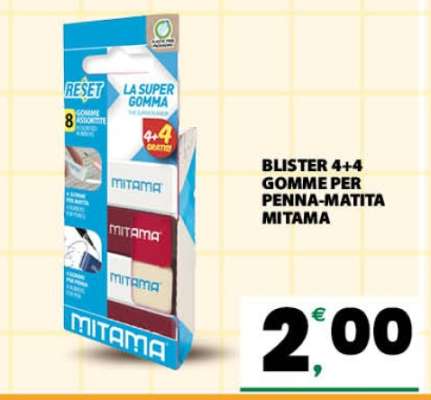 BLISTER 4+4 GOMME PER PENNA-MATITA MITAMA