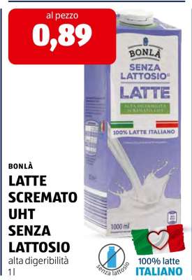 BONLÀ LATTE SCREMATO UHT SENZA LATTOSIO
