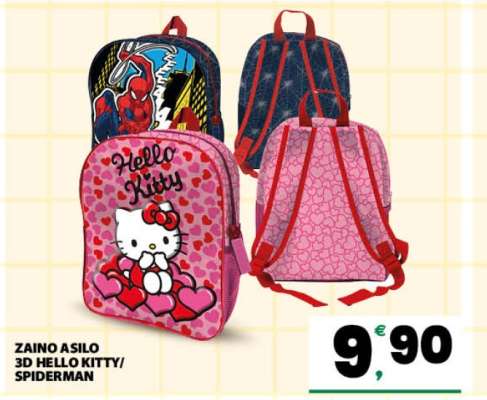 ZAINO ASILO 3D HELLO KITTY/SPIDERMAN
