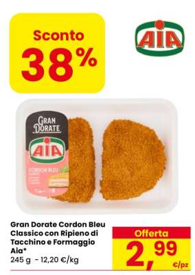 Gran Dorate Cordon Bleu Classico con Ripieno di Tacchino e Formaggio Aia