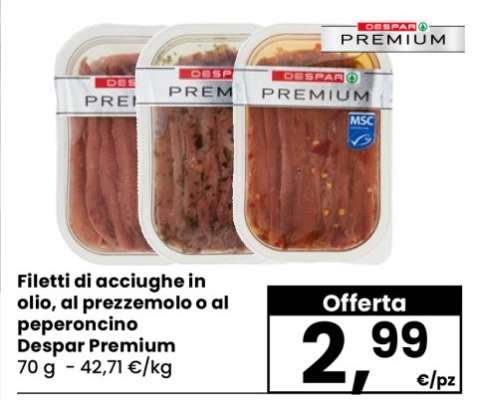 Filetti di acciughe in olio, al prezzemolo o al peperoncino