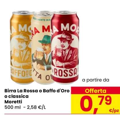 Birra La Rossa o Baffo d'Oro o classica Moretti