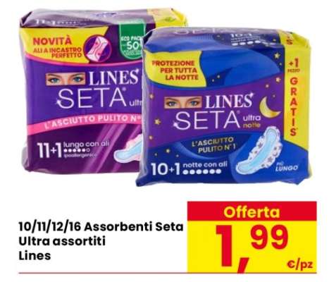 10/11/12/16 Assorbenti Seta Ultra assortiti