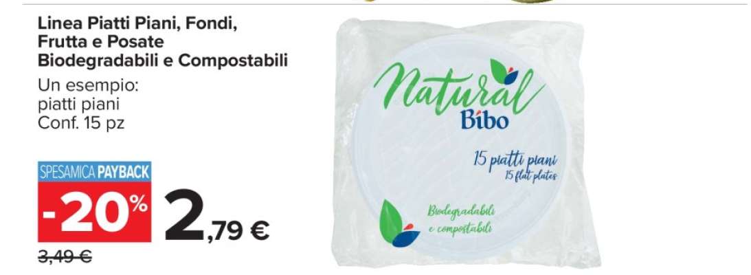 Linea Piatti Piani, Fondi frutta e posate Biodegradabili e Compostabili