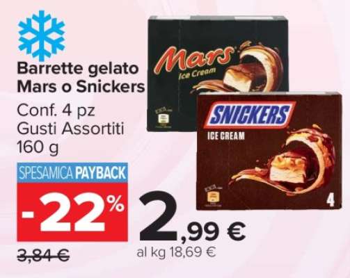 Barrette gelato Mars o Snickers
