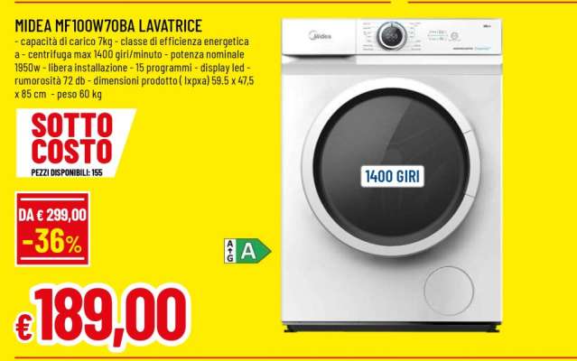 MIDEA MF100W70BA LAVATRICE