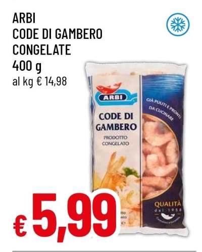 ARBI CODE DI GAMBERO CONGELATE
