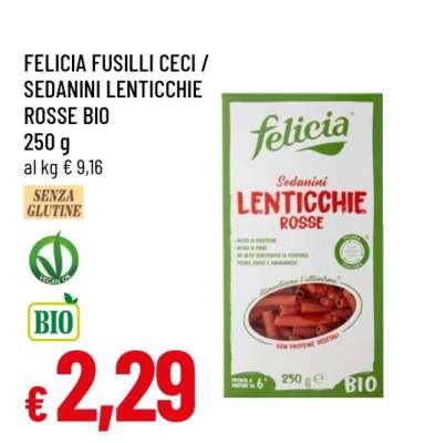 FELICIA FUSILLI CECI/SEDANINI LENTICCHIE ROSSE BIO