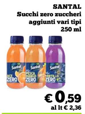 SANTAL Succhi zero zuccheri aggiunti vari tipi