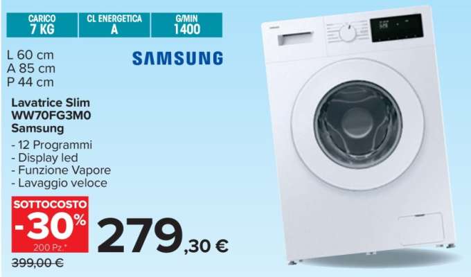 Lavatrice Slim WW70FG3M0 Samsung