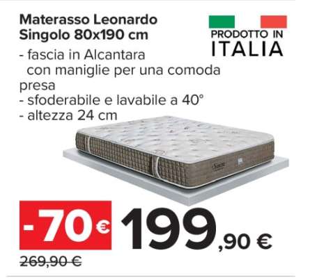 Materasso Leonardo Singolo 80x190 cm