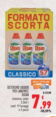 Detersivo Liquido per Lavatrice Dixan