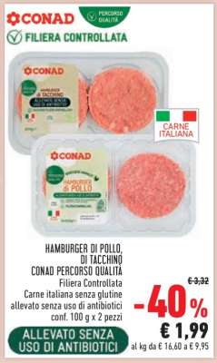 Hamburger di Pollo, di Tacchino Conad Percorso Qualità