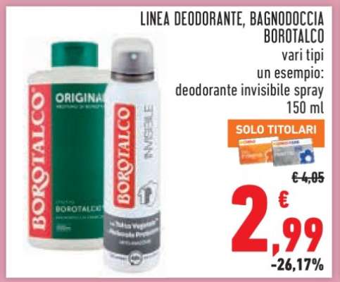 LINEA DEODORANTE, BAGNODOCCIA BOROTALCO