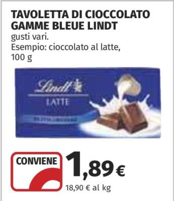 TAVOLETTA DI CIOCCOLATO GAMME BLEUE LINDT