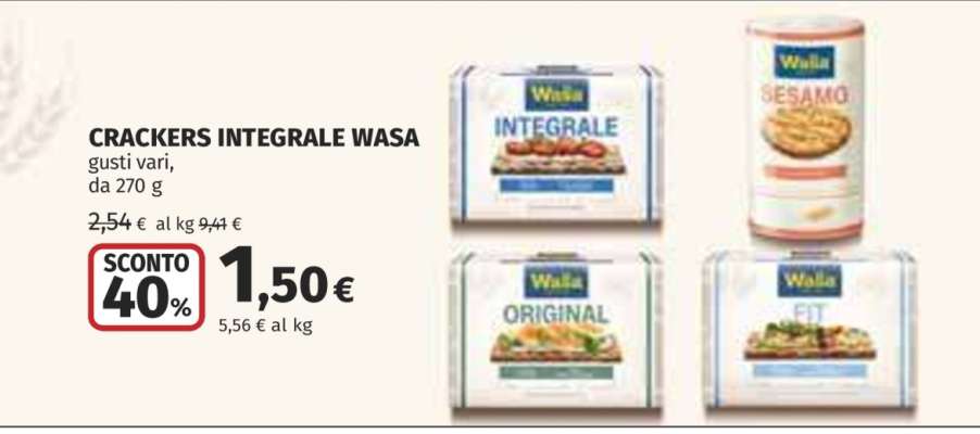 CRACKERS INTEGRALE WASA