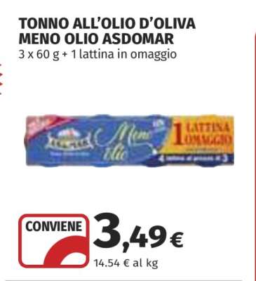 Tonno all'olio d'oliva Meno Olio Asdomar