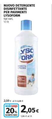 NUOVO DETERGENTE DISINFETTANTE PER PAVIMENTI LYSOFORM