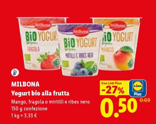 MILBONA Yogurt bio alla frutta