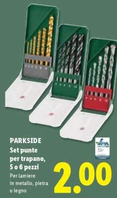 PARKSIDE Set punte per trapano, 5 o 6 pezzi