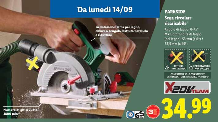 PARKSIDE Sega circolare ricaricabile