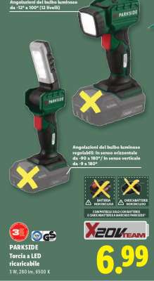 PARKSIDE Torcia a LED ricaricabile